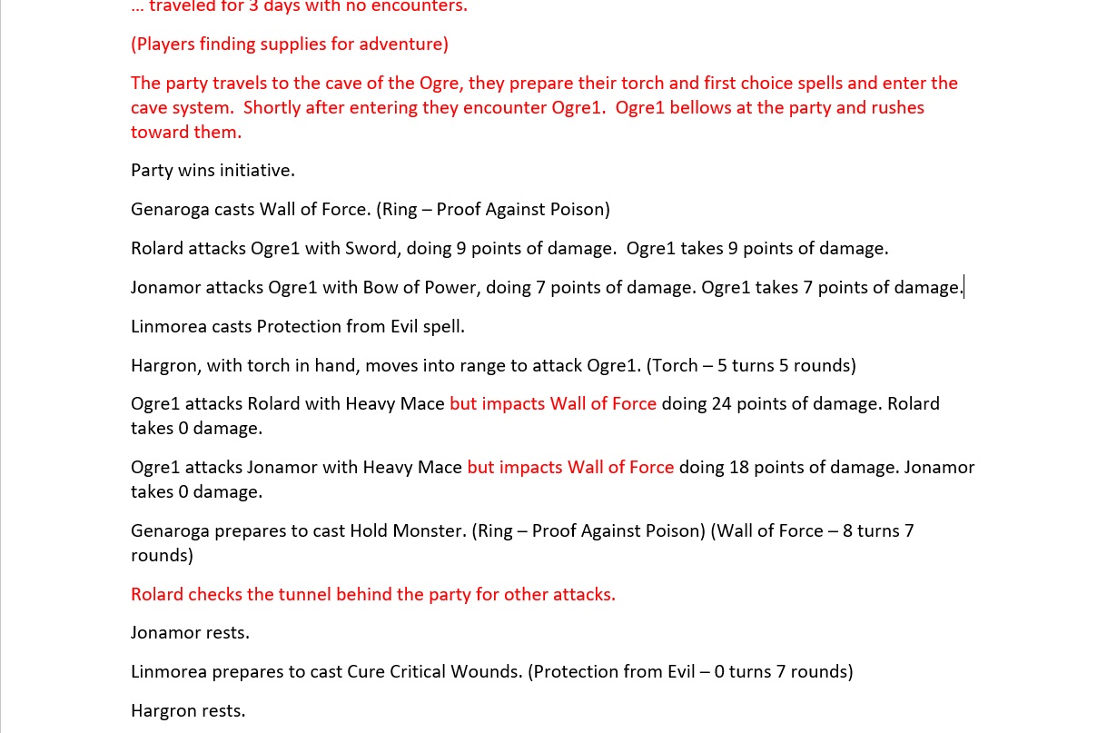 Example of AutoNarartion of GM actions.